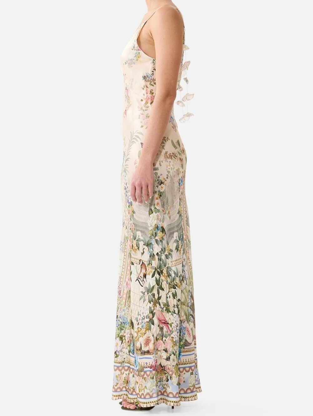 Camilla V Neck Full Length Bias Slip Dress In Midsummer Masterpiece - Picture 2 of 15